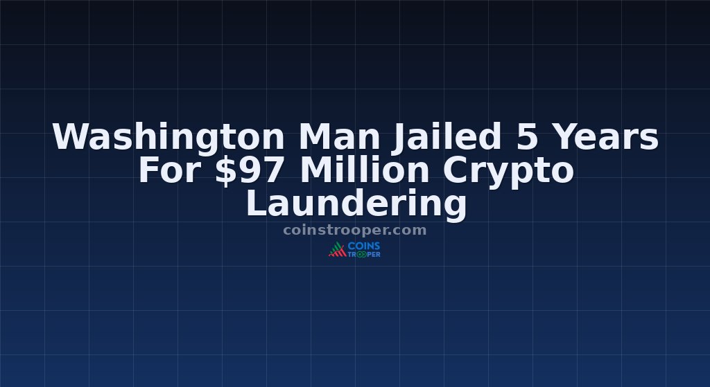 Washington Man Jailed 5 Years For $97 Million Crypto Laundering