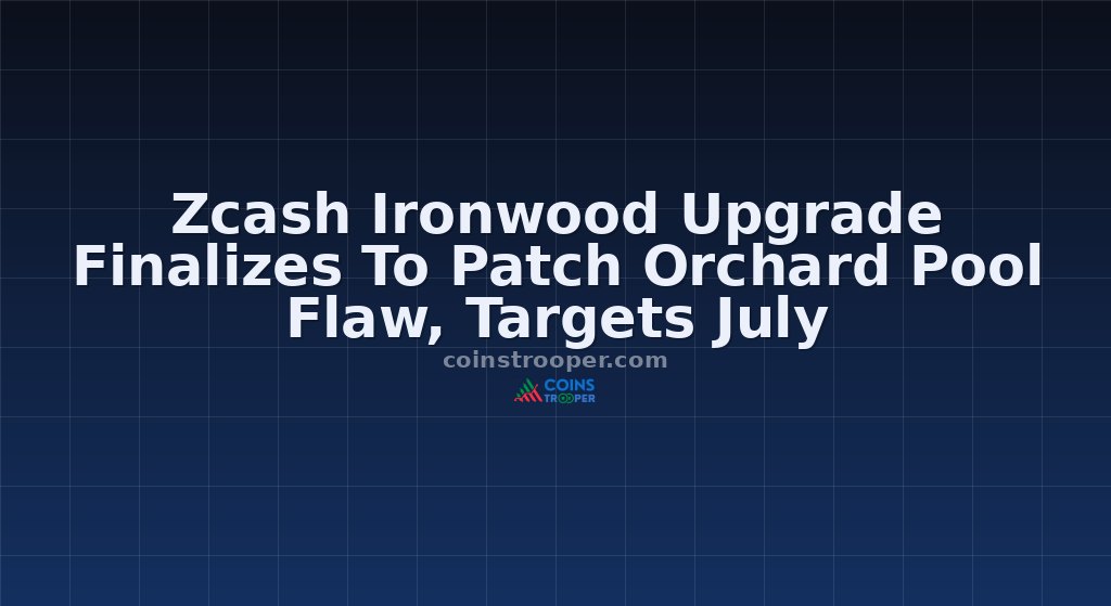 Zcash Ironwood Upgrade Finalizes To Patch Orchard Pool Flaw, Targets July