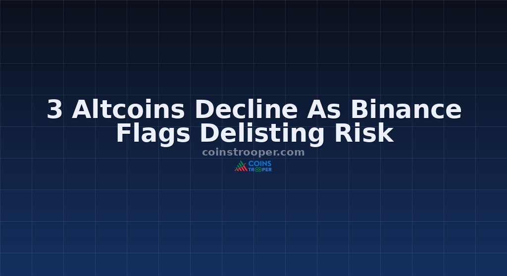 3 Altcoins Decline As Binance Flags Delisting Risk