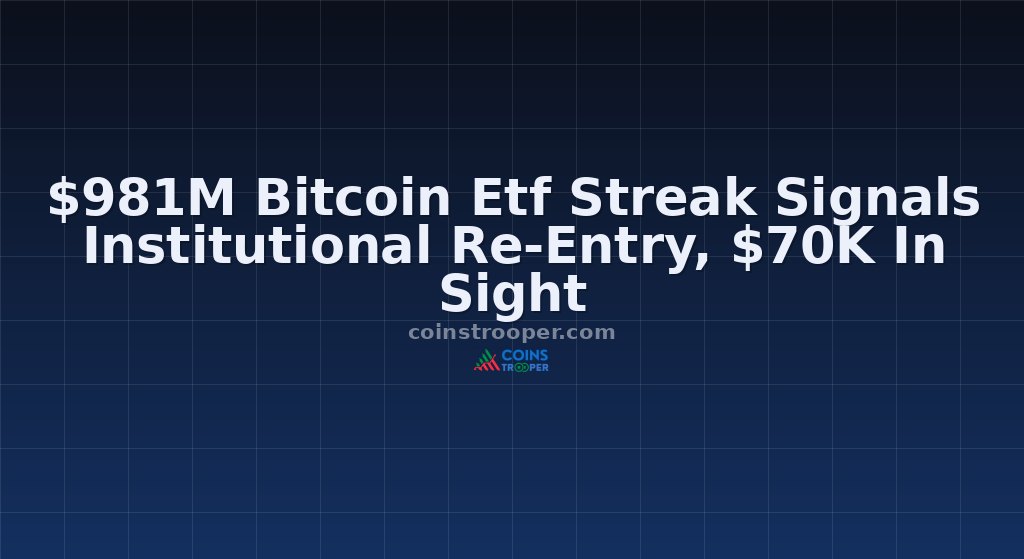 $981M Bitcoin Etf Streak Signals Institutional Re-Entry, $70K In Sight