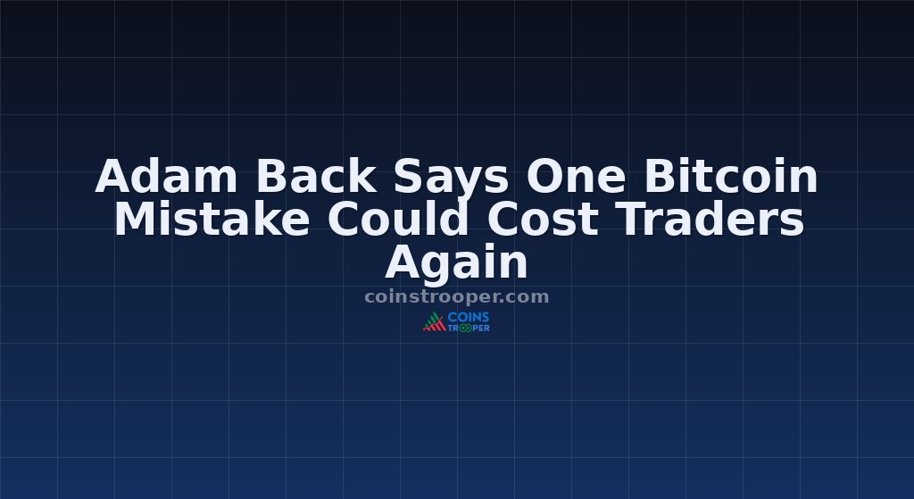 Adam Back Says One Bitcoin Mistake Could Cost Traders Again