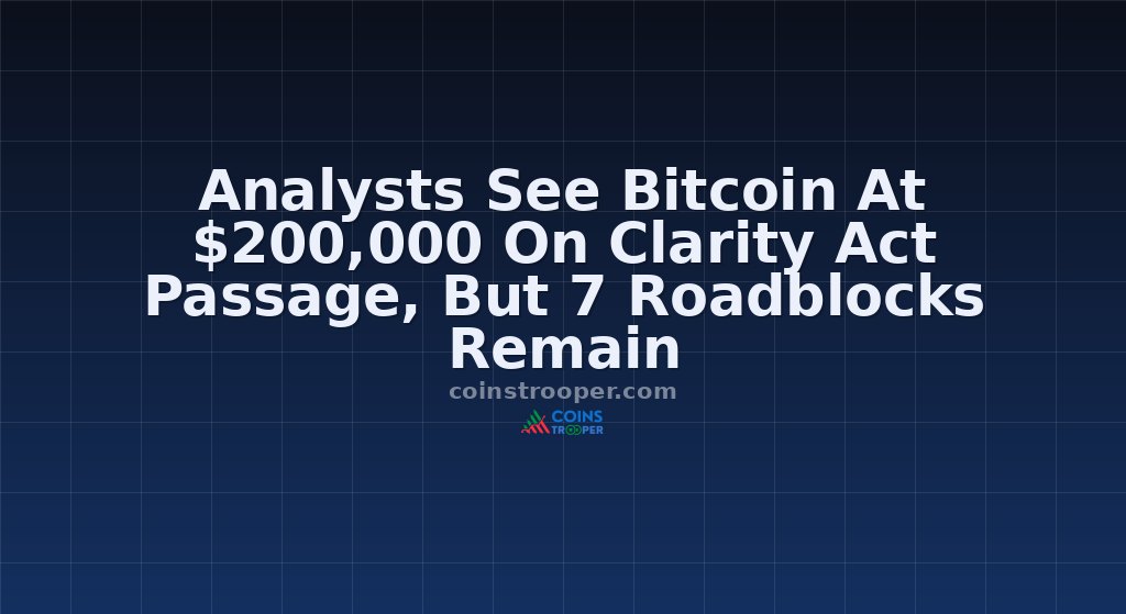 Analysts See Bitcoin At $200,000 On Clarity Act Passage, But 7 Roadblocks Remain