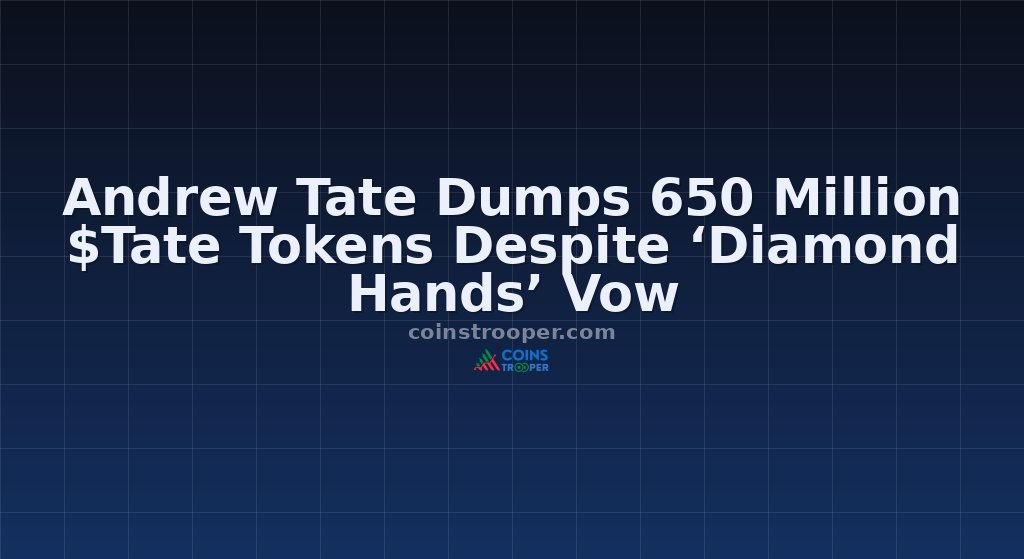 Andrew Tate Dumps 650 Million $Tate Tokens Despite ‘Diamond Hands’ Vow