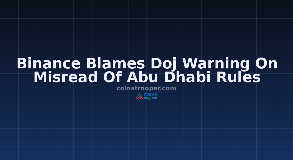 Binance Blames Doj Warning On Misread Of Abu Dhabi Rules