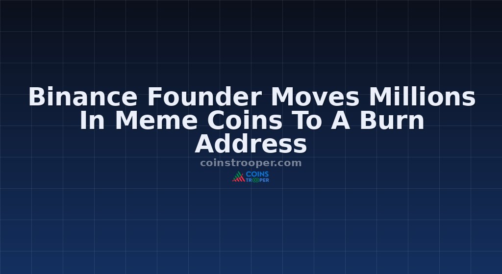 Binance Founder Moves Millions In Meme Coins To A Burn Address