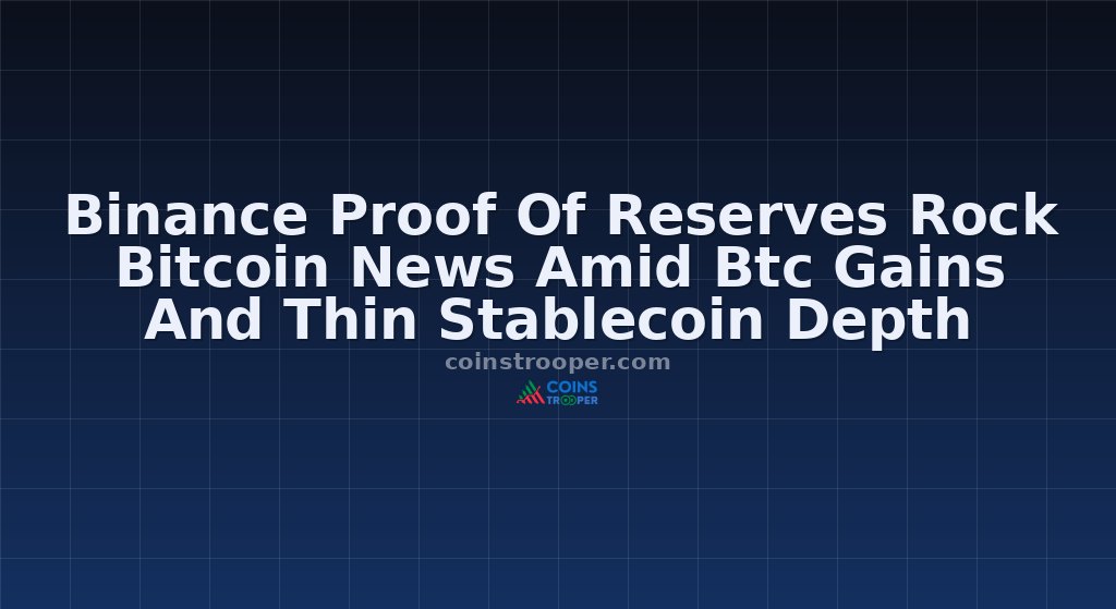 Binance Proof Of Reserves Rock Bitcoin News Amid Btc Gains And Thin Stablecoin Depth