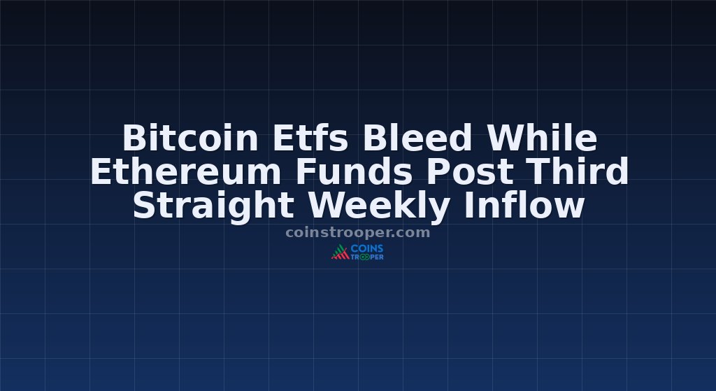 Bitcoin Etfs Bleed While Ethereum Funds Post Third Straight Weekly Inflow