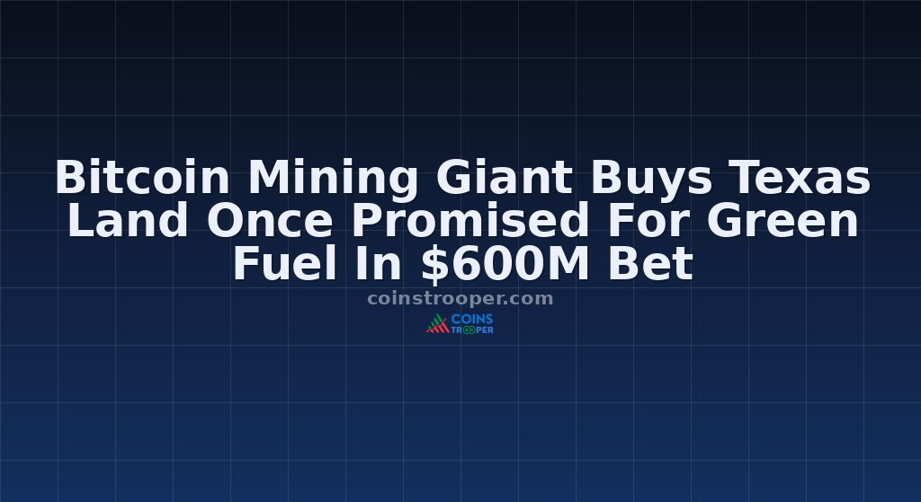 Bitcoin Mining Giant Buys Texas Land Once Promised For Green Fuel In $600M Bet