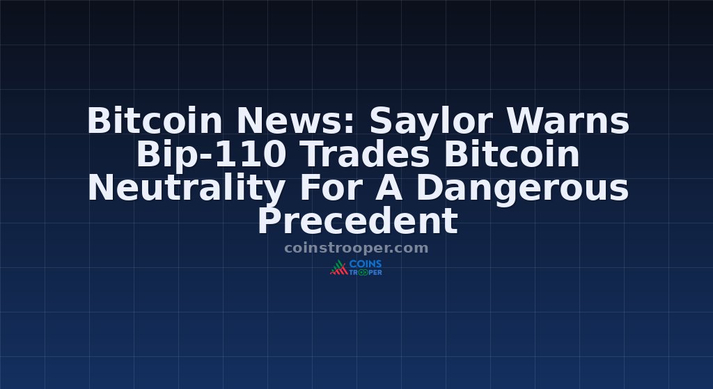 Bitcoin News: Saylor Warns Bip-110 Trades Bitcoin Neutrality For A Dangerous Precedent