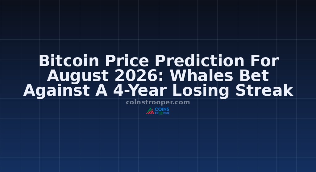 Bitcoin Price Prediction For August 2026: Whales Bet Against A 4-Year Losing Streak