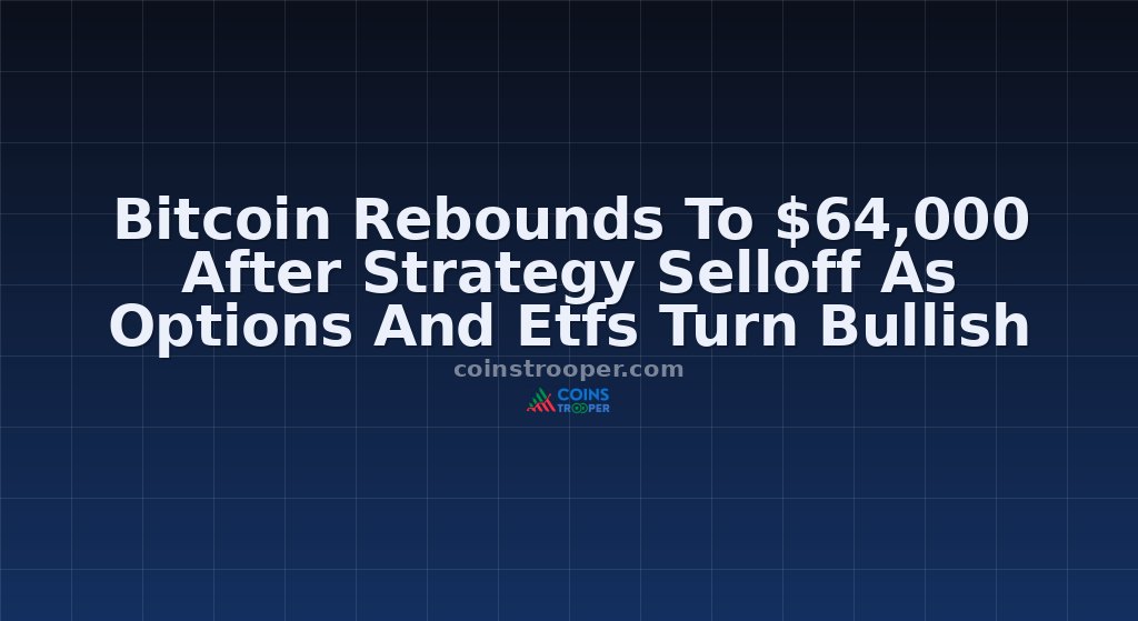 Bitcoin Rebounds To $64,000 After Strategy Selloff As Options And Etfs Turn Bullish