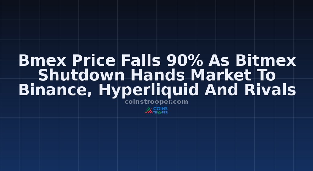 Bmex Price Falls 90% As Bitmex Shutdown Hands Market To Binance, Hyperliquid And Rivals