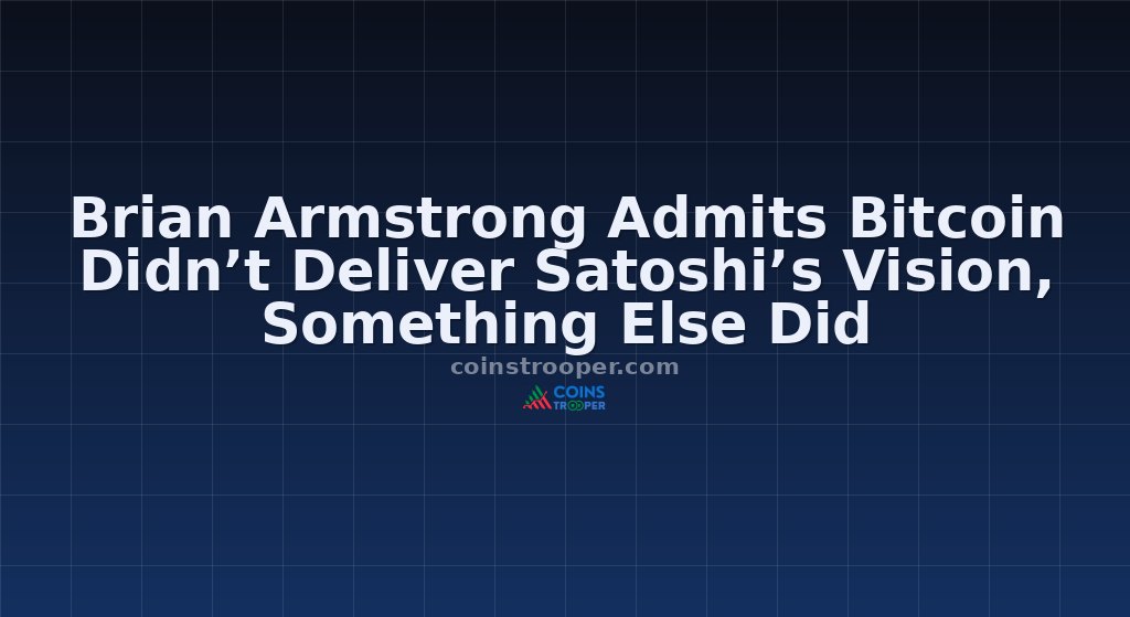 Brian Armstrong Admits Bitcoin Didn’t Deliver Satoshi’s Vision, Something Else Did