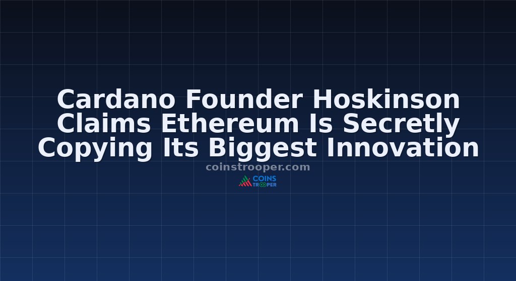 Cardano Founder Hoskinson Claims Ethereum Is Secretly Copying Its Biggest Innovation