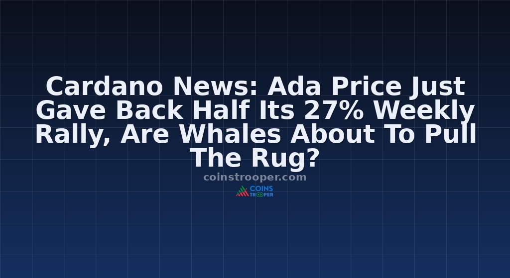 Cardano News: Ada Price Just Gave Back Half Its 27% Weekly Rally, Are Whales About To Pull The Rug?