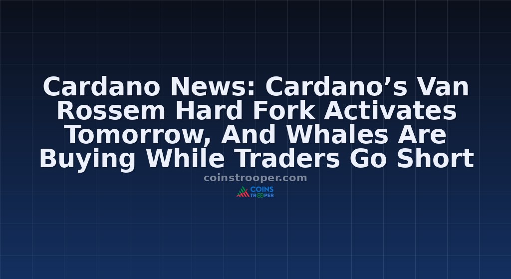 Cardano News: Cardano’s Van Rossem Hard Fork Activates Tomorrow, And Whales Are Buying While Traders Go Short