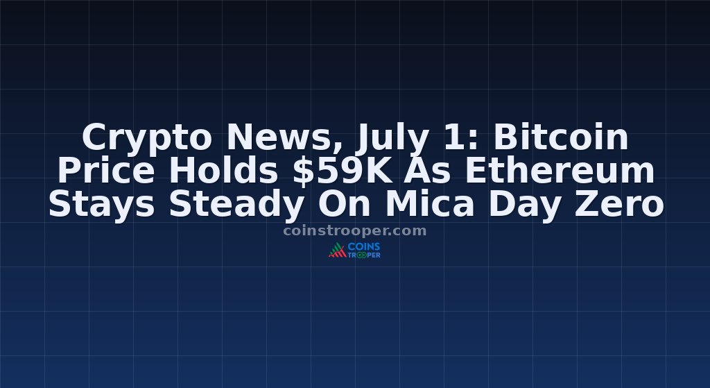 Crypto News, July 1: Bitcoin Price Holds $59K As Ethereum Stays Steady On Mica Day Zero