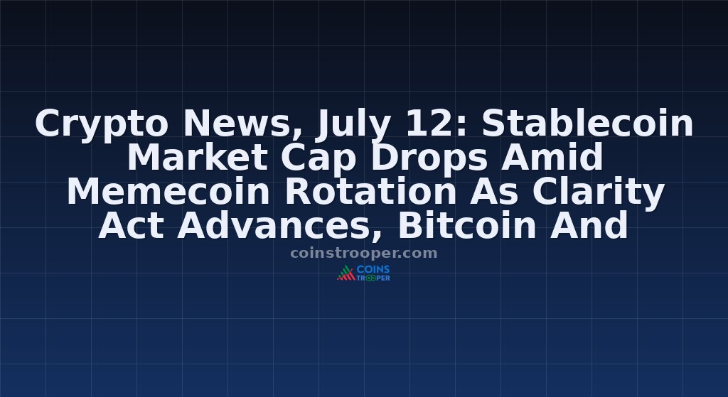 Crypto News, July 12: Stablecoin Market Cap Drops Amid Memecoin Rotation As Clarity Act Advances, Bitcoin And Ethereum Price Hold Firm
