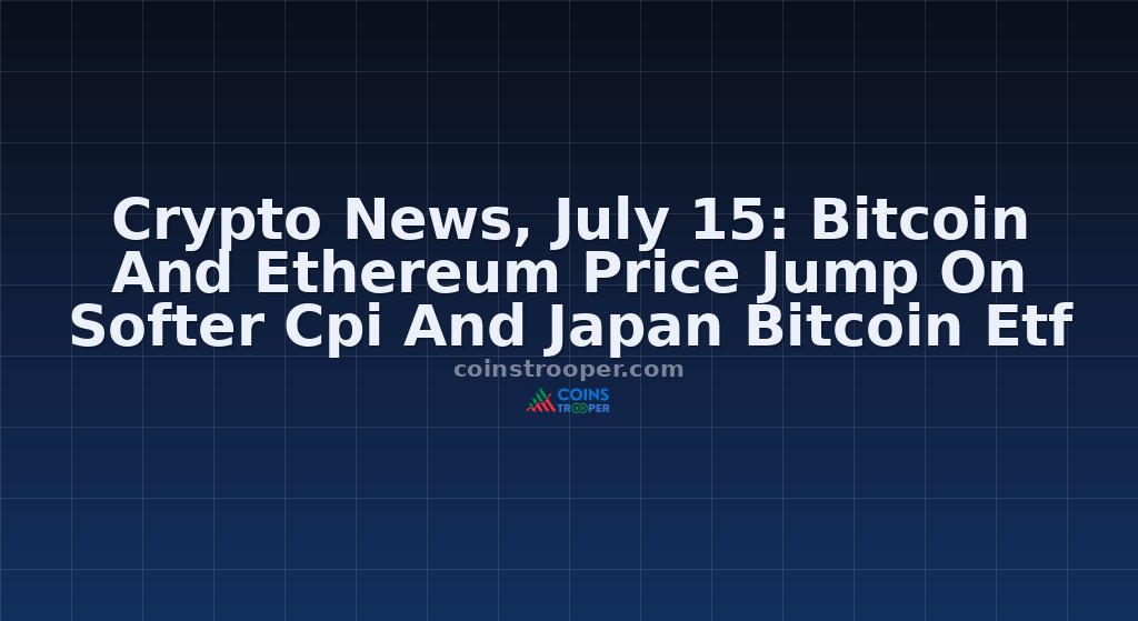 Crypto News, July 15: Bitcoin And Ethereum Price Jump On Softer Cpi And Japan Bitcoin Etf