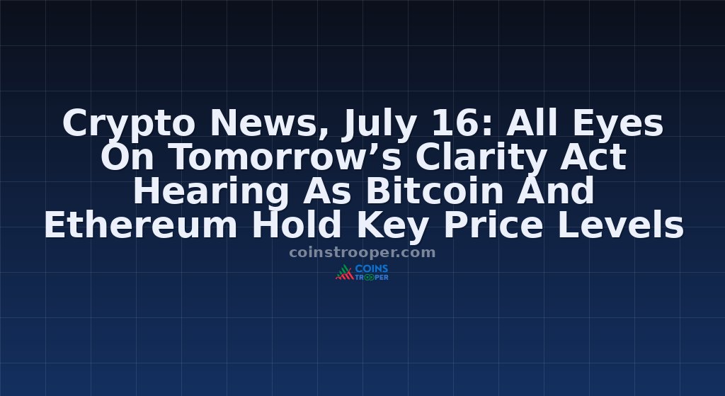 Crypto News, July 16: All Eyes On Tomorrow’s Clarity Act Hearing As Bitcoin And Ethereum Hold Key Price Levels