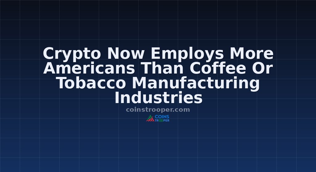 Crypto Now Employs More Americans Than Coffee Or Tobacco Manufacturing Industries
