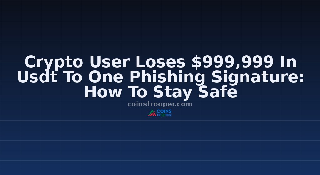 Crypto User Loses $999,999 In Usdt To One Phishing Signature: How To Stay Safe