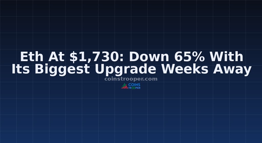 Eth At $1,730: Down 65% With Its Biggest Upgrade Weeks Away