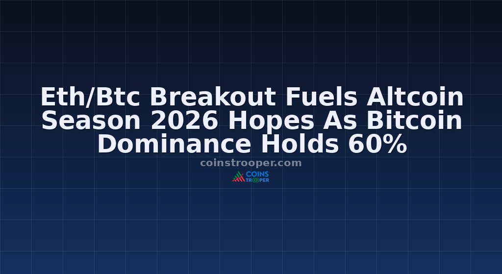 Eth/Btc Breakout Fuels Altcoin Season 2026 Hopes As Bitcoin Dominance Holds 60%