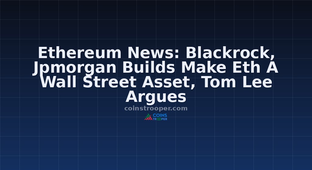 Ethereum News: Blackrock, Jpmorgan Builds Make Eth A Wall Street Asset, Tom Lee Argues