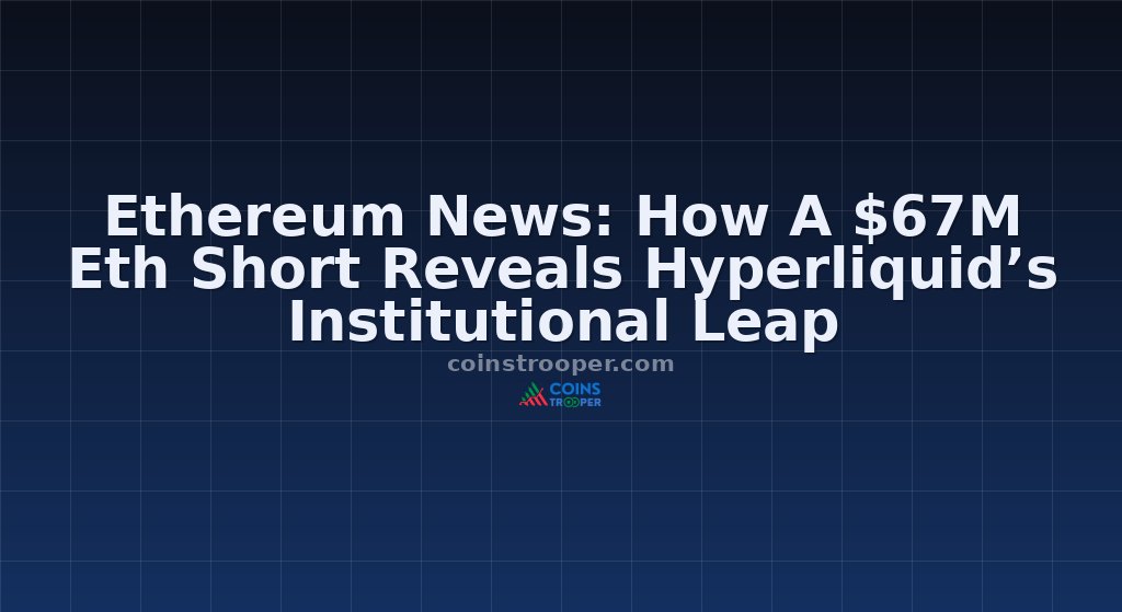 Ethereum News: How A $67M Eth Short Reveals Hyperliquid’s Institutional Leap