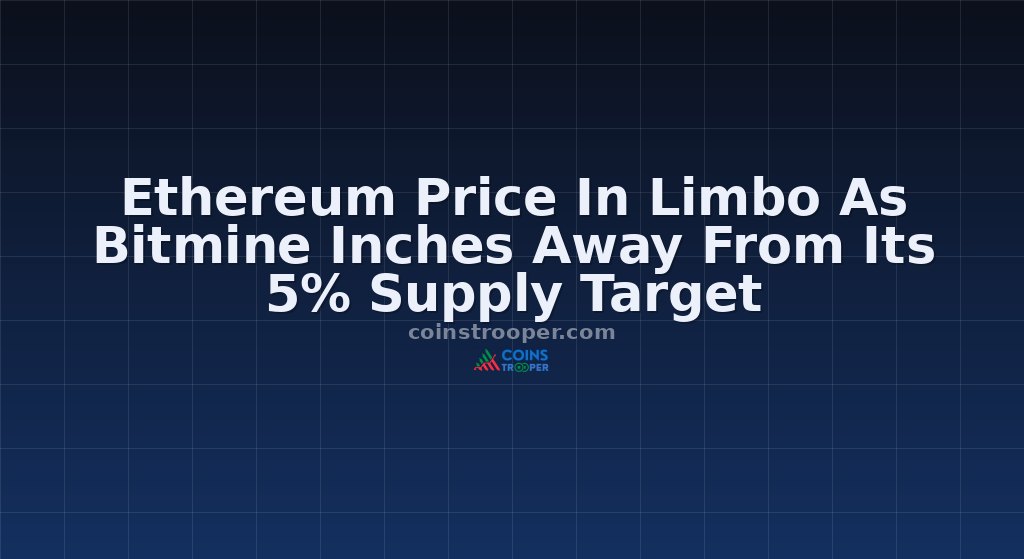 Ethereum Price In Limbo As Bitmine Inches Away From Its 5% Supply Target