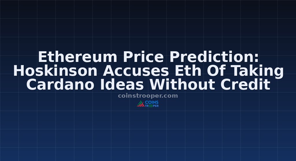 Ethereum Price Prediction: Hoskinson Accuses Eth Of Taking Cardano Ideas Without Credit