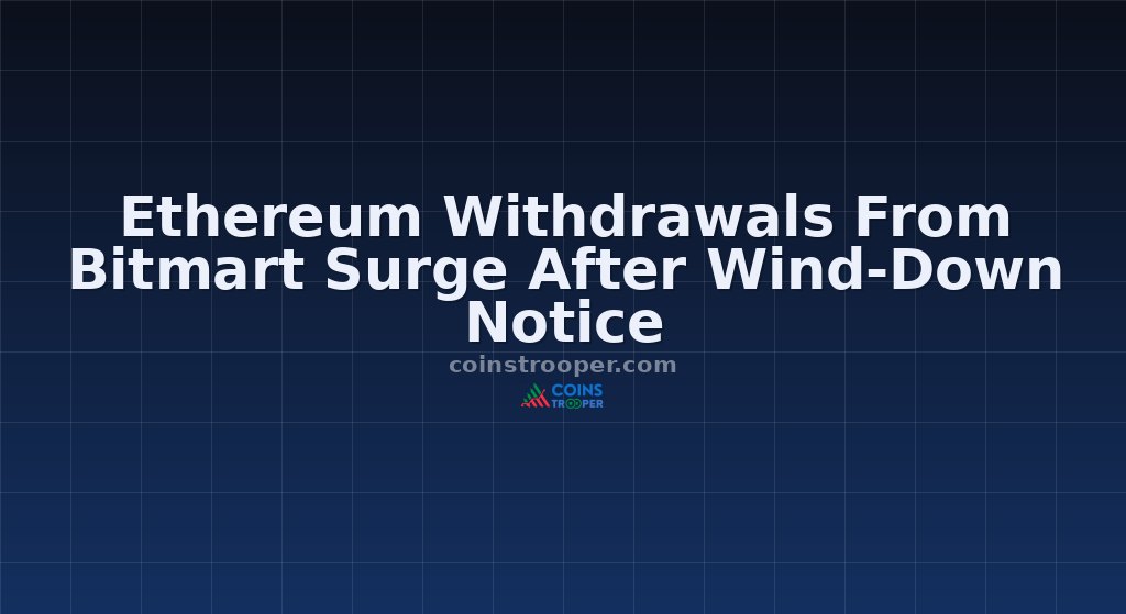 Ethereum Withdrawals From Bitmart Surge After Wind-Down Notice
