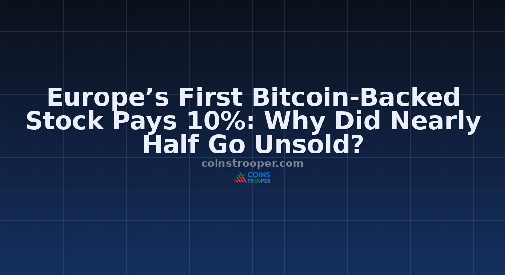 Europe’s First Bitcoin-Backed Stock Pays 10%: Why Did Nearly Half Go Unsold?