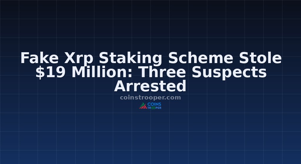 Fake Xrp Staking Scheme Stole $19 Million: Three Suspects Arrested