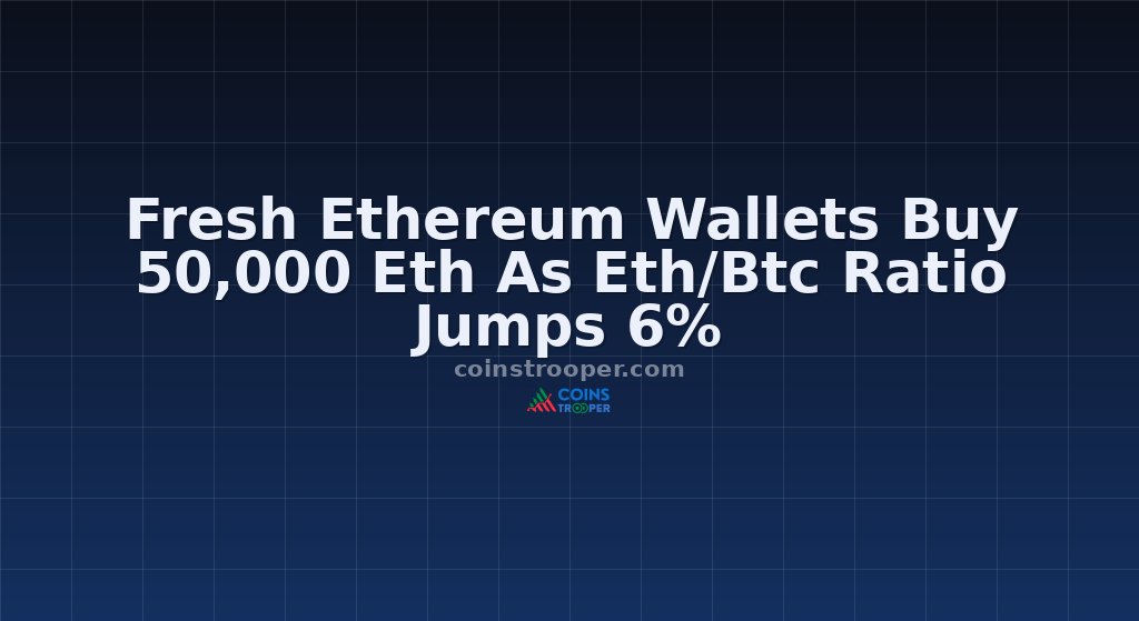Fresh Ethereum Wallets Buy 50,000 Eth As Eth/Btc Ratio Jumps 6%