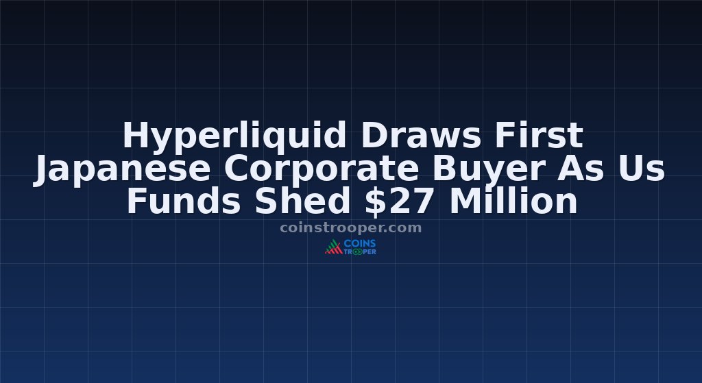 Hyperliquid Draws First Japanese Corporate Buyer As Us Funds Shed $27 Million