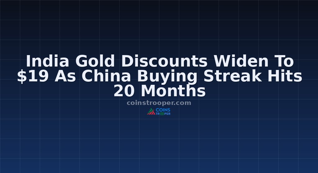 India Gold Discounts Widen To $19 As China Buying Streak Hits 20 Months