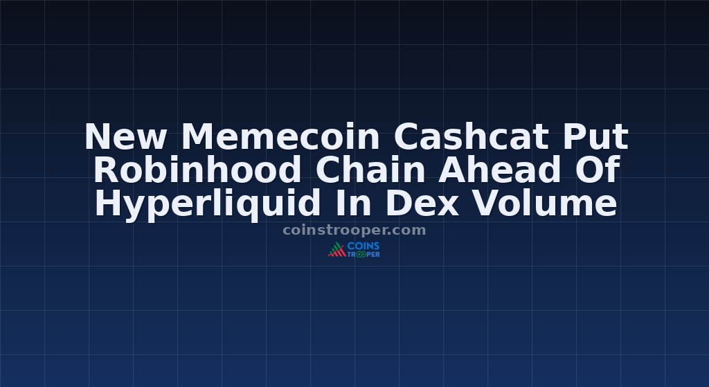 New Memecoin Cashcat Put Robinhood Chain Ahead Of Hyperliquid In Dex Volume