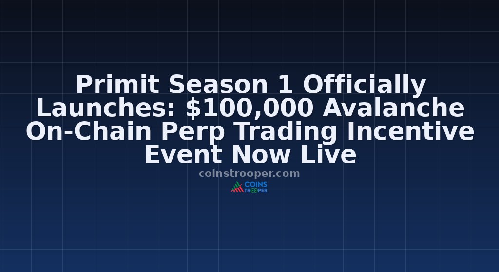 Primit Season 1 Officially Launches: $100,000 Avalanche On-Chain Perp Trading Incentive Event Now Live