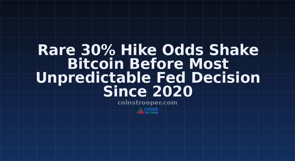 Rare 30% Hike Odds Shake Bitcoin Before Most Unpredictable Fed Decision Since 2020