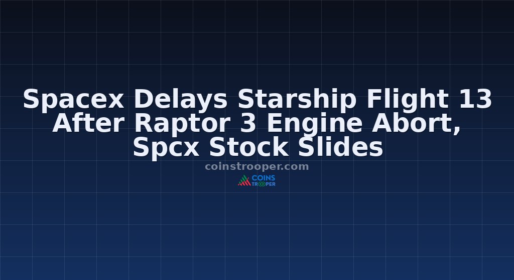 Spacex Delays Starship Flight 13 After Raptor 3 Engine Abort, Spcx Stock Slides