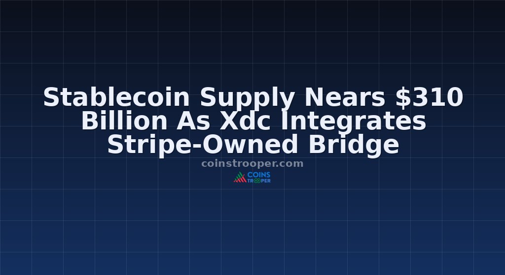 Stablecoin Supply Nears $310 Billion As Xdc Integrates Stripe-Owned Bridge