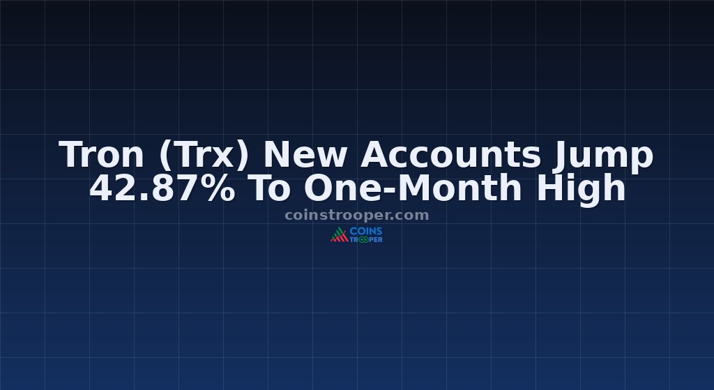 Tron (Trx) New Accounts Jump 42.87% To One-Month High