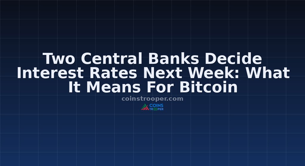 Two Central Banks Decide Interest Rates Next Week: What It Means For Bitcoin