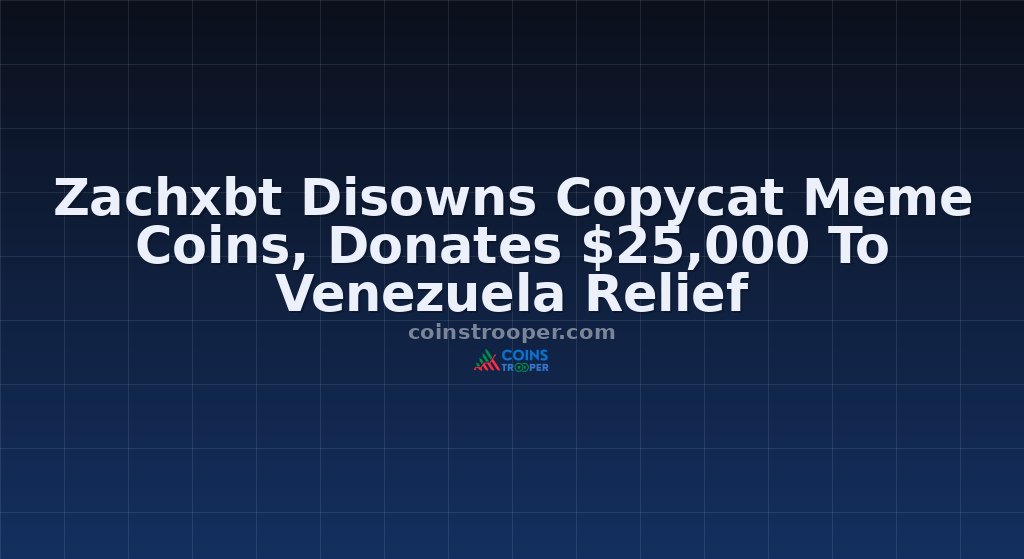 Zachxbt Disowns Copycat Meme Coins, Donates $25,000 To Venezuela Relief