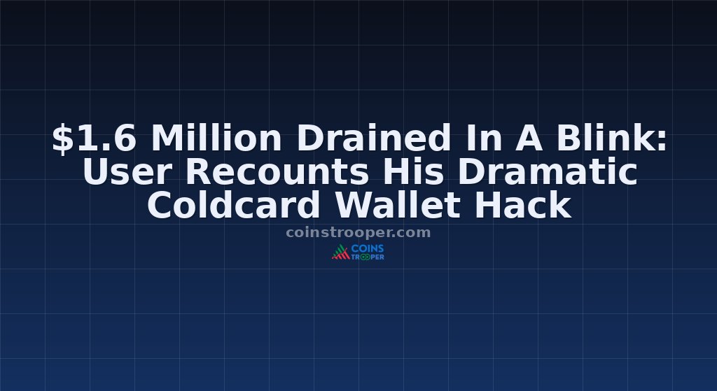 $1.6 Million Drained In A Blink: User Recounts His Dramatic Coldcard Wallet Hack