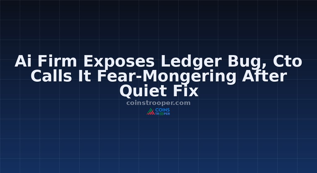 Ai Firm Exposes Ledger Bug, Cto Calls It Fear-Mongering After Quiet Fix