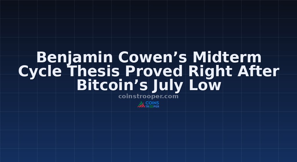 Benjamin Cowen’s Midterm Cycle Thesis Proved Right After Bitcoin’s July Low