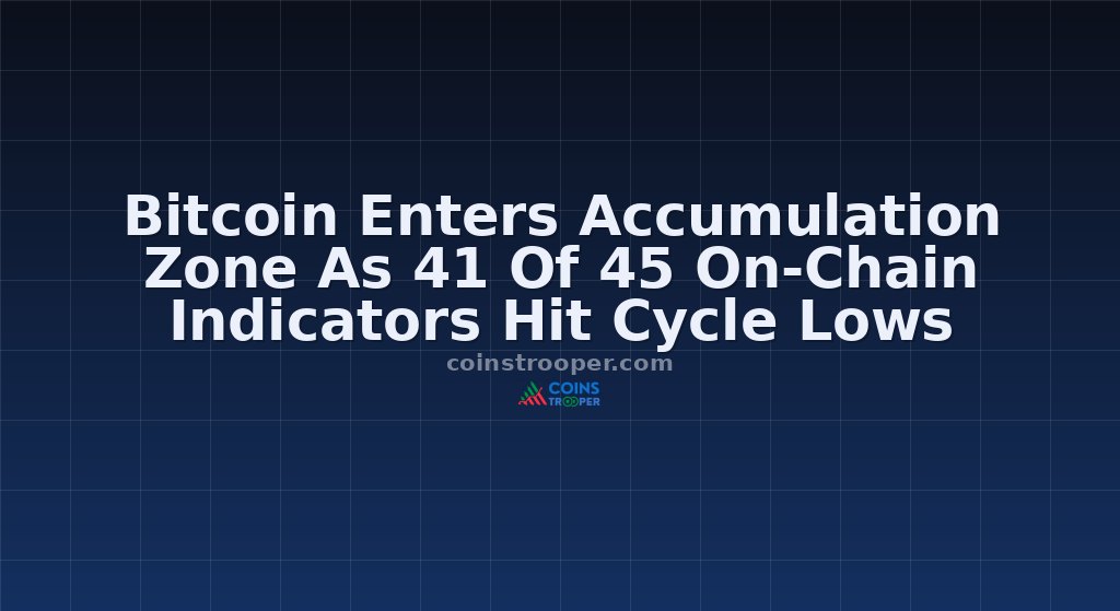 Bitcoin Enters Accumulation Zone As 41 Of 45 On-Chain Indicators Hit Cycle Lows